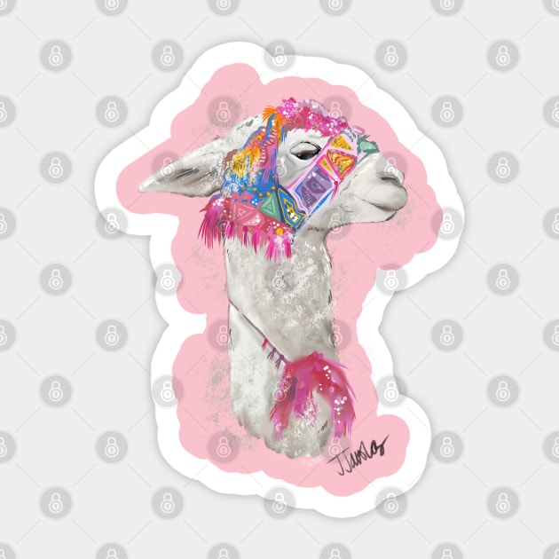 Decorated Peruvian Llama Sticker by JJacobs